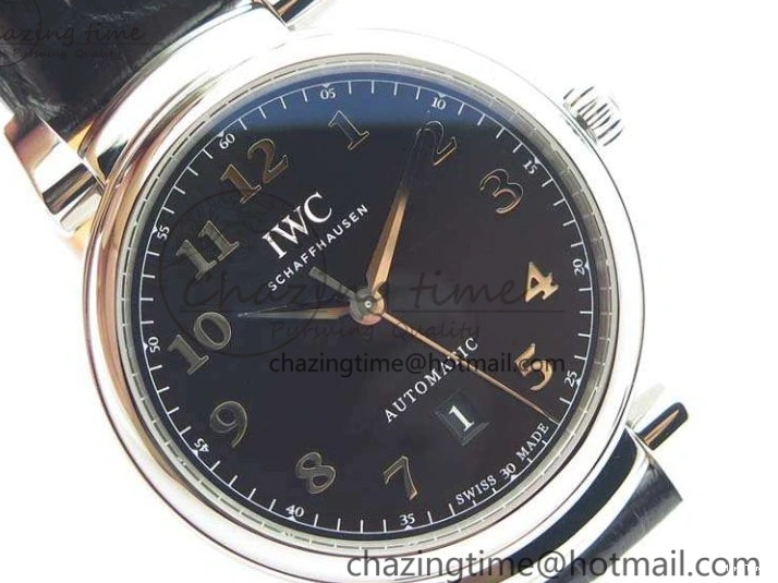 MIROTIME 0202 Tailored Da Vinci IW356601 SS MKF 1:1 Best Edition Black Dial On Black Leather Strap A 7231